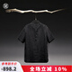 歸心原創(chuàng)夏季樸素風(fēng)格 100%亞麻 做舊工藝 薄款短袖襯衫 黑色 L