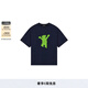 WE11DONE【明星同款】中性男女同款經(jīng)典小熊印花圓領(lǐng)寬松短袖T恤 深藍色 L