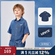 LEVI'S李維斯童裝兒童牛仔短袖襯衫夏季男童舒適短袖襯衣 圣得西藍
