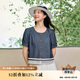 茵曼復古蕾絲花邊牛仔襯衣2025夏季女裝新款顯瘦小飛袖上衣 牛仔藍  S