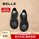 百麗（Belle）貝殼頭厚底德訓(xùn)板鞋2025春新女鞋運動休閑小白鞋D2A1DAM5 黑色 36 (230mm)