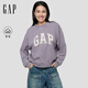 GAP女裝2025秋季新款印花logo寬松蝙蝠袖抓絨圓領(lǐng)衛衣上衣792502 淡紫色 M (165/88A)亞洲尺碼