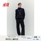 H&M男裝針織衫秋季舒適時尚氣質(zhì)柔軟圓高領(lǐng)套衫1172262 深藍色 175/108