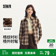 森馬（Semir）長袖襯衫女中長款慵懶寬松落肩秋季chic復(fù)古格紋襯衣101524105004