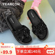 意爾康女鞋夏季一字拖鞋松糕厚底舒適涼拖鞋女 YW43I139 黑色   35   
