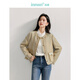 茵曼法式優(yōu)雅小香風(fēng)短外套女秋毛邊名媛高級感休閑上衣 淺卡其 M