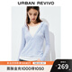 UR2025秋季新款女裝潮流假兩件撞色拼接連帽拉鏈T恤UYV450243 中灰藍 M