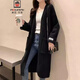 AEMAPE中長款開衫毛衣女2025秋冬新款百搭韓版過膝寬松慵懶外搭針織外套 黑色 均碼 (80-135斤拍)