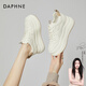 達(dá)芙妮（DAPHNE）厚底小白鞋女2025新款秋季松糕百搭休閑板鞋軟底增高運(yùn)動鞋 杏色 跟高6.8CM 35 標(biāo)準(zhǔn)碼