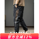 牧唯美式復(fù)古工裝長(zhǎng)褲男春夏新款冰絲痞帥休閑束腳九分褲運(yùn)動(dòng)速干褲子 黑色 XL *[建議125-140斤]