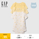 Gap嬰兒2025春季新款純棉暗扣短袖連體衣三件裝兒童裝美版725821 奶黃色組合 90cm /48 亞洲18-24/美碼18-24月