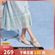 奧康（Aokang）女鞋2025夏季時(shí)尚平底淺口單鞋鏤空漁網(wǎng)軟底編織網(wǎng)鞋涼鞋米色35碼