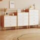 舒歌實(shí)木斗柜五斗柜臥室斗柜床尾柜收納柜儲物柜三斗柜四斗柜抽屜柜子 原木色白抽屜門(mén) 五斗柜60x35x96CM