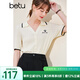betu百圖女裝短袖V字翻駁領(lǐng)套頭上衣針織衫女2203T03 米白 XS