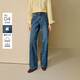 茵曼（INMAN）茵曼2025冬女裝新款丹寧復古小花竹節紋洗水直筒牛仔長(cháng)褲 牛仔藍 26