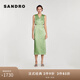 SANDRO2024春秋款女裝薄荷曼波條紋露腰連衣裙長(cháng)裙SFPRO03543 802/橄欖綠色 S