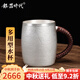 銀器時(shí)代錘紋啤酒杯銀水杯999足銀茶杯家用純手工茶具多用銀杯咖啡杯 210克足銀999+證書(shū) 420ml