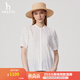 哈吉斯（HAZZYS）女裝 2025夏季新款女士立領(lǐng)鏤空花邊短袖襯衫女ATCSK1CBK51 白色WT M (160/84A 38)