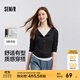 森馬（Semir）長袖t恤女短款修身顯瘦內(nèi)搭2025年春新款撞色假兩件打底衫亨利領(lǐng) 黑白色調(diào)00391 S 155/80A