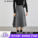 S.DEER圣迪奧個(gè)性潮流女裝百搭時(shí)尚格紋肌理A字針織長(zhǎng)裙S223Z1168 中灰/77 S/160