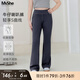 MsShe【仿牛仔瑜伽微喇褲】大碼女裝2025秋季胖mm顯瘦彈力加長(zhǎng)褲 A款-牛仔深藍(lán)色現(xiàn)貨 2XL