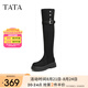 他她（TATA）厚底顯瘦過(guò)膝靴女靴氣質(zhì)長(zhǎng)靴高筒靴冬季新款CFA01DC4 黑色 38