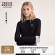 Teenie Weenie小熊女裝T恤2025秋季新款簡(jiǎn)約線(xiàn)條撞色拼接長(cháng)袖上衣 黑色 S