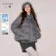 三彩【防水易打理】獨醒2025冬季新款短款羽絨服90白鴨絨面包服F 大象灰 L 165/88A