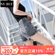 NY-RCE牛仔短褲女夏新款破洞牛仔褲顯瘦韓版時(shí)尚毛邊休閑闊腿熱褲潮 灰色 S