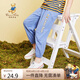 Classic Teddy精典泰迪兒童褲子男女童防蚊褲夏季寶寶純棉薄款長褲 蘭灰 130 