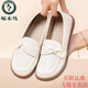 啄木鳥(niǎo)2026春秋豆豆鞋女百搭PU皮面女單鞋一腳蹬舒適媽媽鞋軟底休 白色 37