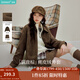 茵曼（INMAN）空氣層麂皮絨短外套2025秋冬女裝新款復(fù)古美拉德寬松夾克 咖啡色 L