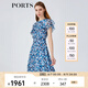 PORTS寶姿春夏新品女裝短袖長連衣裙LM8D107MPS167 霧霾藍印花 M 6