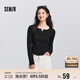 森馬（Semir）[商場(chǎng)同款]長(cháng)袖T恤女短款緊身顯瘦2025春木耳邊上衣101125101009
