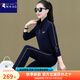 啄木鳥(niǎo)立領(lǐng)運動(dòng)套裝女春秋季2025新款寬松顯瘦中年媽媽洋氣休閑服兩件套 寶藍/黃色2313-1 4XL-建議【146-160斤】