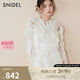 SNIDEL秋冬荷葉邊露肩收腰系帶長(cháng)袖印花連衣裙SWFO245053 黃色 M （1）