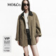 MO&Co.外套秋可拆皮領(lǐng)挺括中性獵裝夾克工裝口袋MBD3COT002 藤綠色 XS 155