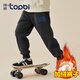 淘帝 TOPBI童裝男童褲子秋冬款兒童2024新款加絨運動(dòng)長(cháng)褲男孩保暖衛褲 黑J21中國K 140 建議身高130-140CM