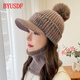 BYUSDF帽子女冬季毛線(xiàn)帽子女韓版潮百搭騎車(chē)護耳帽秋冬季鴨舌帽加絨 咖啡色 單帽(只有帽子)