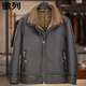 傲列原生態(tài)皮毛一體男b3飛行服夾克綿羊毛皮草外套真皮皮衣冬加厚男裝 166拉鏈兜-領(lǐng)款 L 175（建議110-125斤）