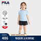 FILA【套裝】斐樂(lè )兒童娃娃領(lǐng)短袖短褲2025年夏季新款女小童兩件套 淺天藍-LB 130