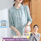 雪夕（XUEXI）媽媽夏裝時(shí)尚圓領(lǐng)短袖T恤洋氣2025新款雪紡小衫中老年女40歲上衣