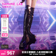 DAPHNE LAB【陳粒同款】方糖過膝靴 3代新款超厚底增高長靴顯腿細女靴 黑色 【博主同款】 37 (235mm)
