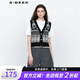 S.DEER23冬【新】圣迪奧女裝羅紋V領提花慵懶針織背心S23463518 黑色/91 M/165