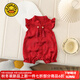 G.DUCKKIDS小黃鴨童裝周歲禮服女寶寶夏裝嬰兒衣服夏季抓周百天滿(mǎn)月服外出服 紅色 66cm (S) 3-6個(gè)月