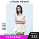 UR七夕2025春季新款女裝撞色蕾絲飄帶U領(lǐng)無袖修身連衣裙UYY750014 米黃 (偏短) L