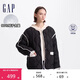 GAP女裝秋冬撞色拼接波浪絎線(xiàn)羽絨服寬松輕薄保暖外套654995