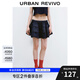 UR2025夏季新款女復(fù)古休閑花邊松緊腰短款牛仔半裙UYU850086 藍色 (偏寬松) S (XS-S)