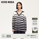 VEROMODA連衣裙女2025早春新款條紋V領(lǐng)荷葉邊學(xué)院風(fēng)針織連衣裙甜美減齡 海藍色 160/80A/S