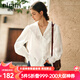 Olrain歐芮兒法式白色襯衫女春季2025新款荷葉領(lǐng)刺繡鏤空襯衣 白色 XL